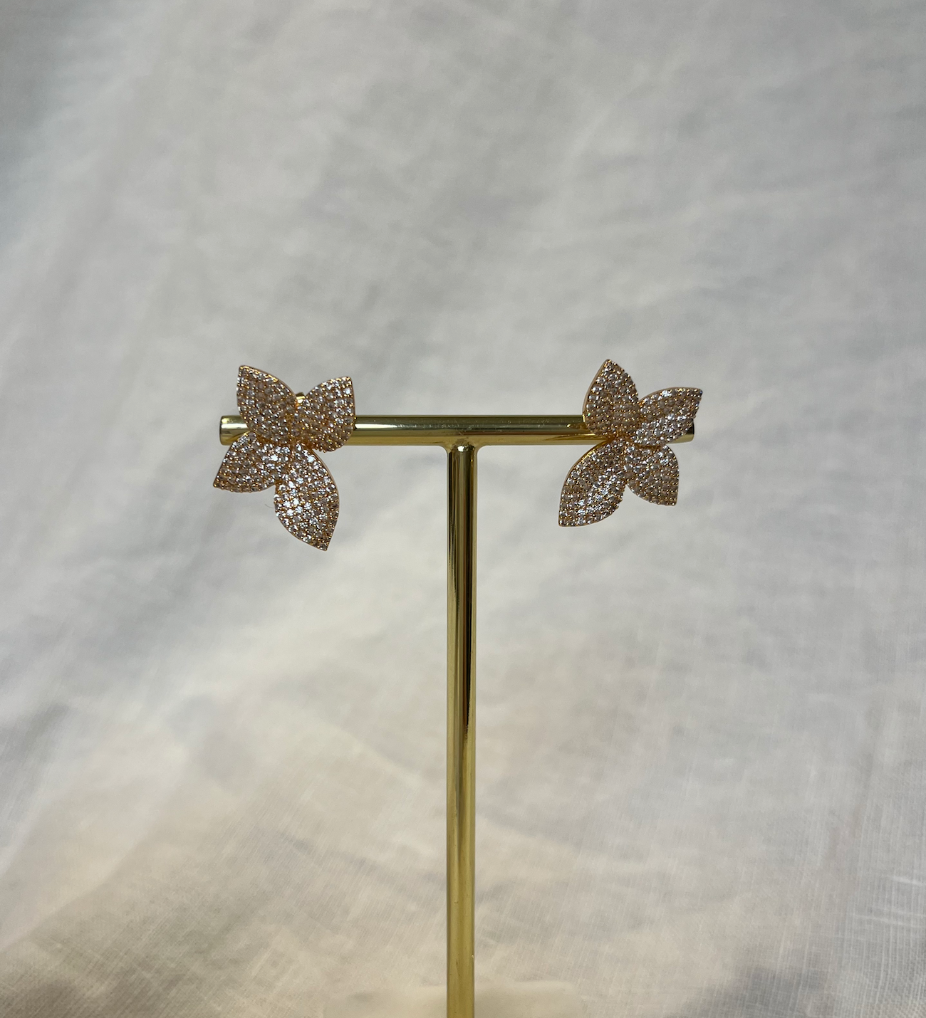Gold Plated Cubic Zirconia Small Floral Stud Earrings