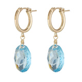 Gold filled 16mm Oval Aquamarine Crystal Clip Hoops