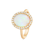 Oval 2.04ct White Opal & Diamond Ring in 18kt Yellow Gold - 'Night Sky Collection'