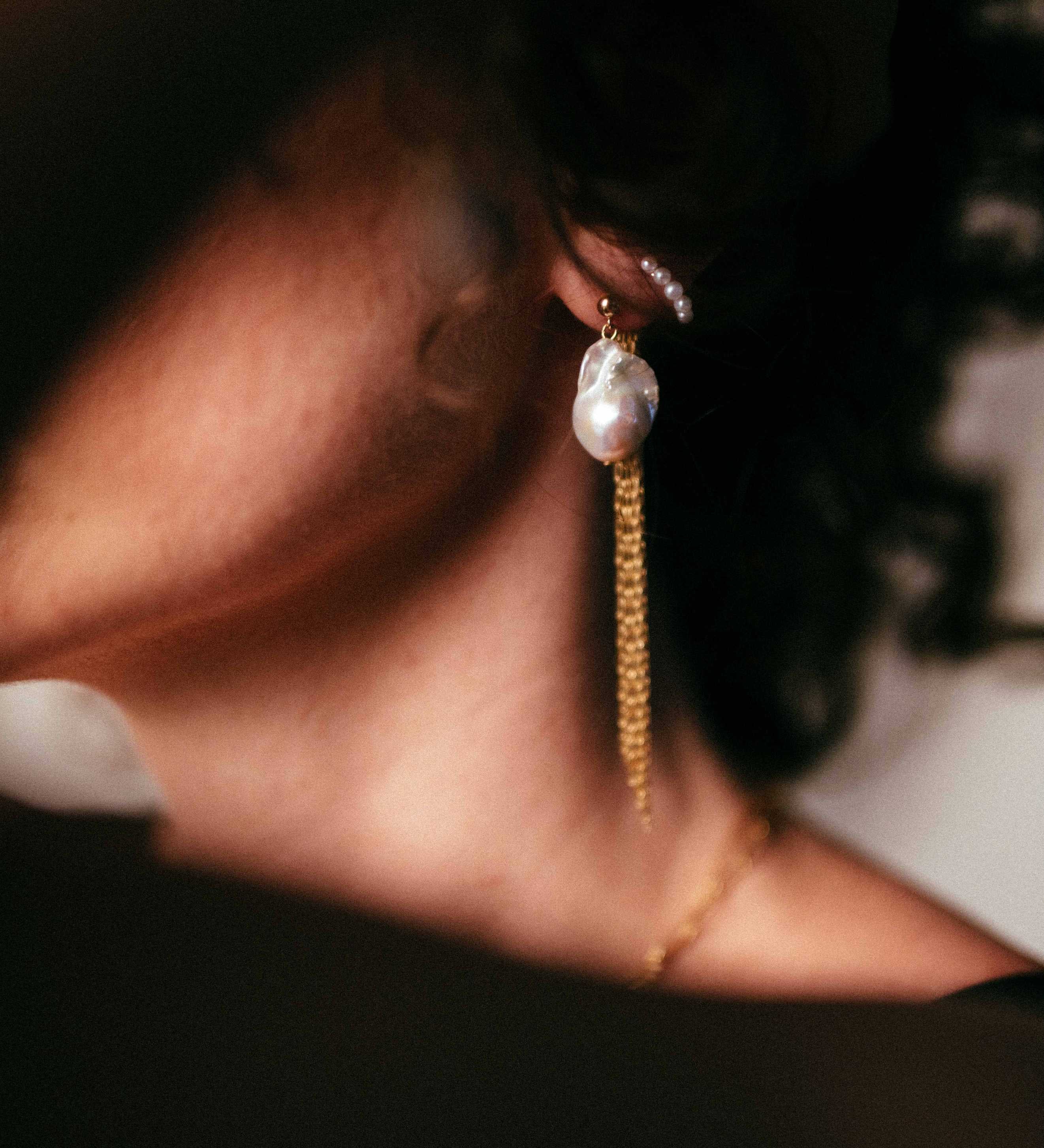 Gold Filled Baroque Pearl Fringe Earrings