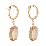 Gold Filled 19mm Graphic Golden Shadow Crystal Clip Hoop Earrings
