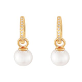 9kt Gold Diamond Huggie Earrings with Detachable Pearl Charm