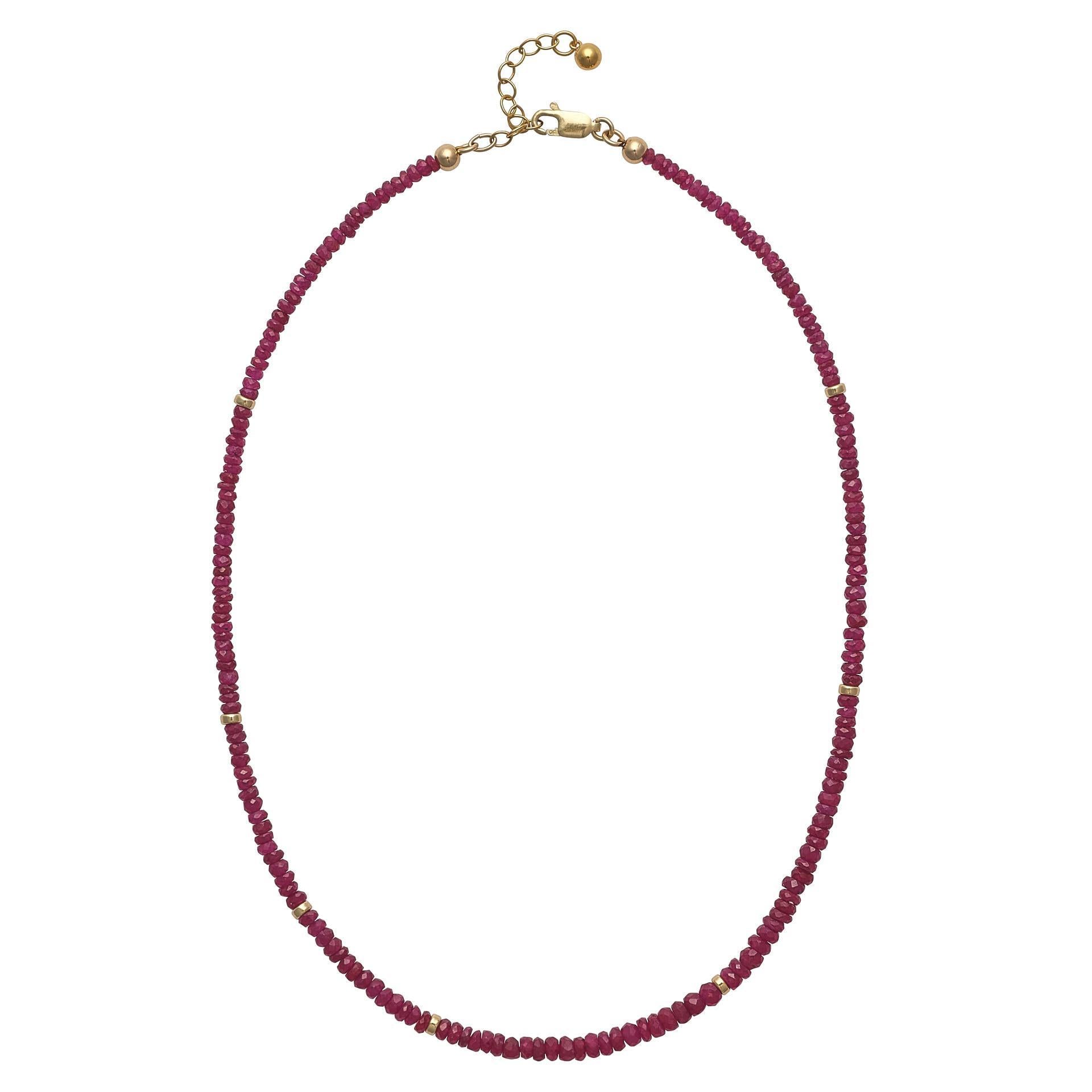 Ruby Pigeon Blood Beaded Double Bracelet Choker 15"