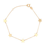 9kt Gold Five Star Charm Chain Bracelet