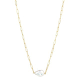 Gold Filled Paperclip Chain with Inline Flat Baroque Necklace