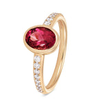 Pink Tourmaline Ring with Diamonds in 18kt Yellow Gold - Bands of Colour Collection