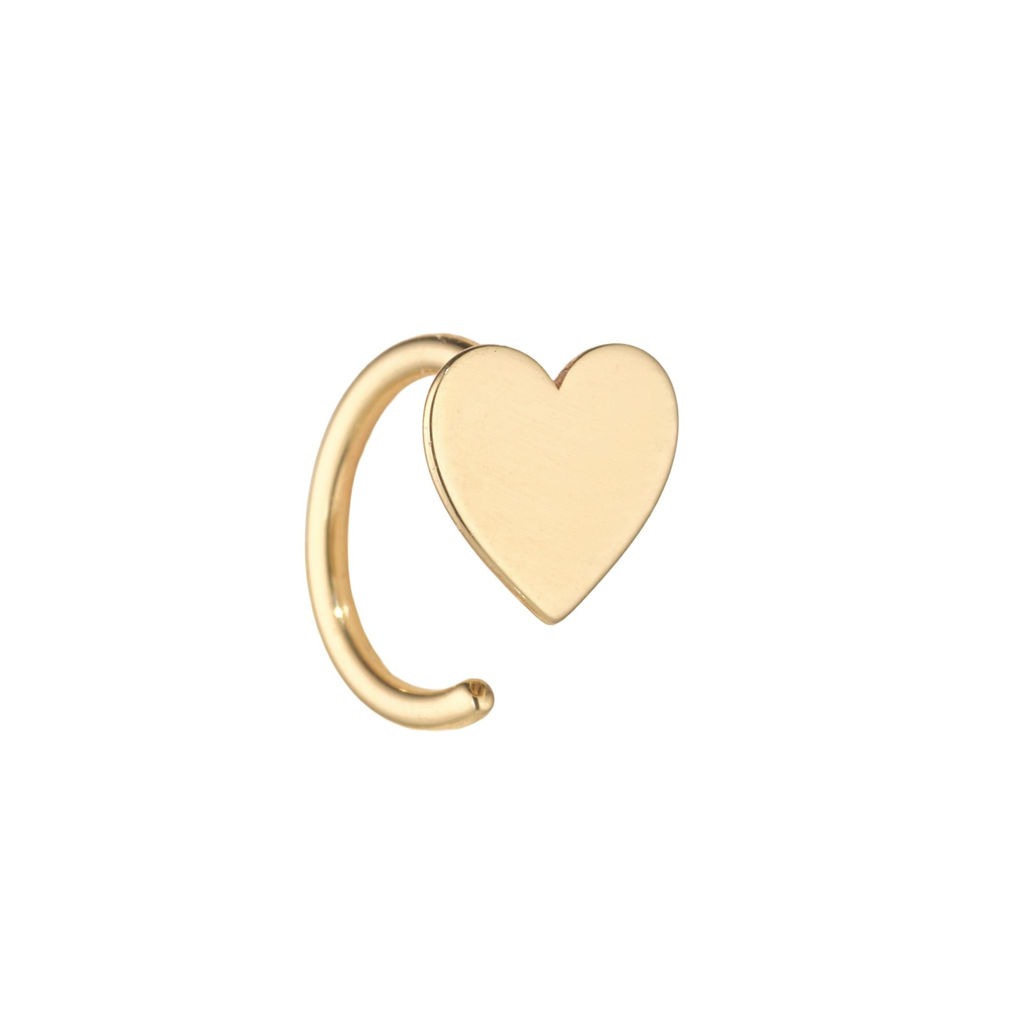 9kt gold heart open huggy earring