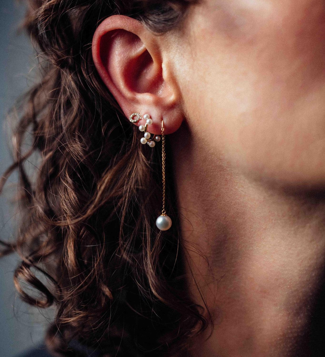 9kt Gold 7mm Round Freshwater Pearl Threader Earrings
