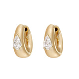 Signet Huggie Earrings - Pear Diamonds