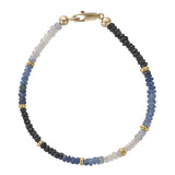 Blue Sapphire and Gold Filled Beaded Bracelet