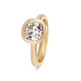 2.10ct Old Mine Cushion Cut Bezel Ring in 18kt Yellow Gold - Signature Collection