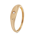 9kt Gold Single Diamond Signet Ring