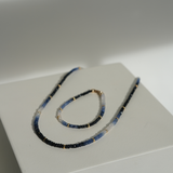 Blue Sapphire and Gold Filled Beaded Necklace