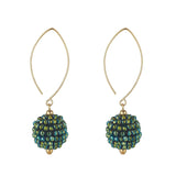 Gold Filled Small Forest Green Crystal Cluster Oval Open Earrings