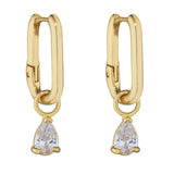 Gold Filled CZ Pear Charm Rectangular Earring