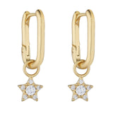 Gold Filled CZ Star Charm Rectangular Earrings