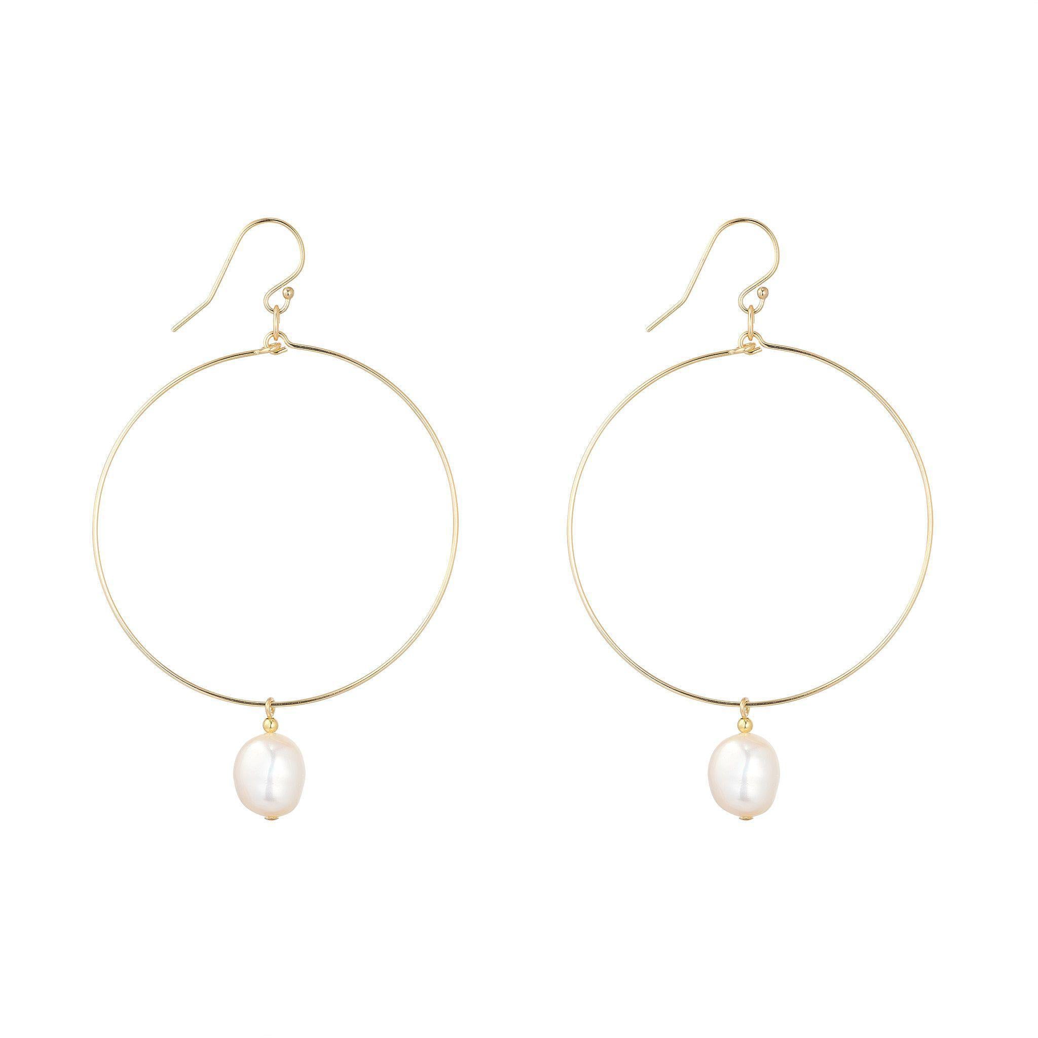 Gold Filled Baroque Pearl Hoop Earrings
