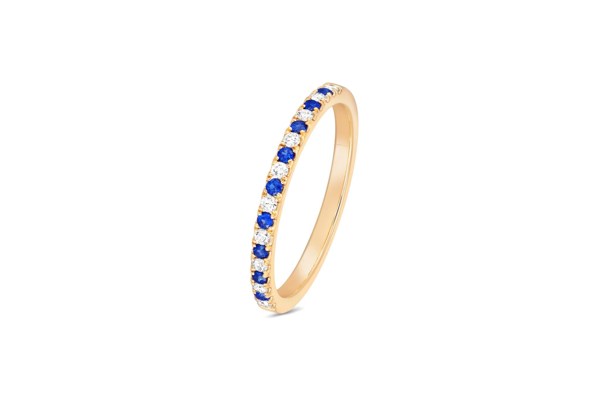 Dainty Diamond & Sapphire Ring in 18kt Yellow Gold - Signature Collection