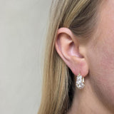 Yellow Dome Cubic Zirconia Clip Hoop Earrings