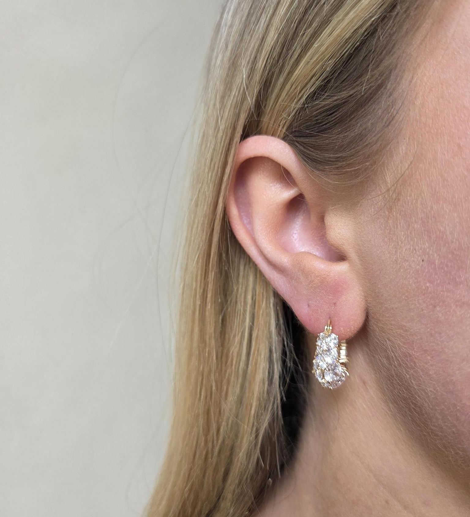 Yellow Dome Cubic Zirconia Clip Hoop Earrings