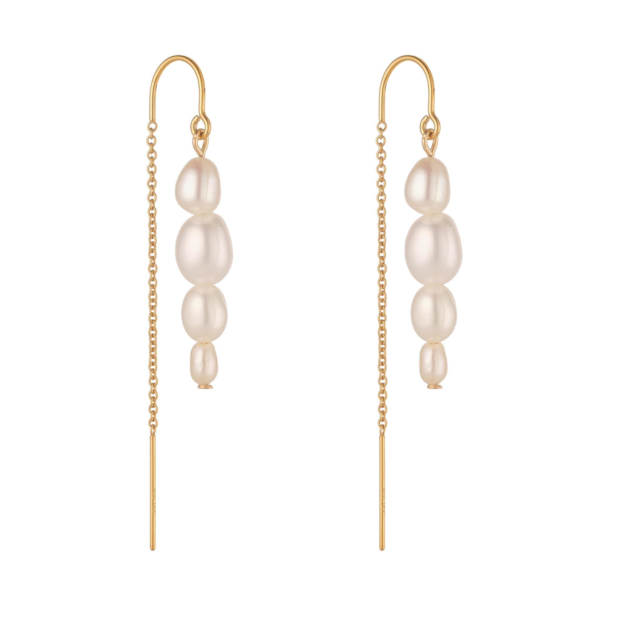 Pair of baroque half threader pearl drop earrings 