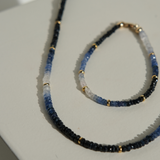 Blue Sapphire and Gold Filled Beaded Necklace