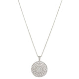 White Gold Plated Crystal Pave Circle Pendant