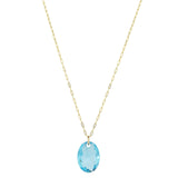 Gold filled 16mm Oval Aquamarine Crystal Pendant