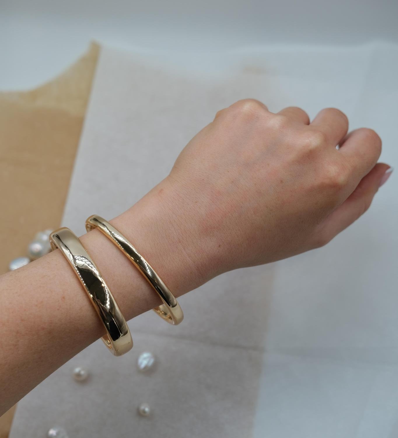 Gold Plated Yellow Open Bangle 5mm