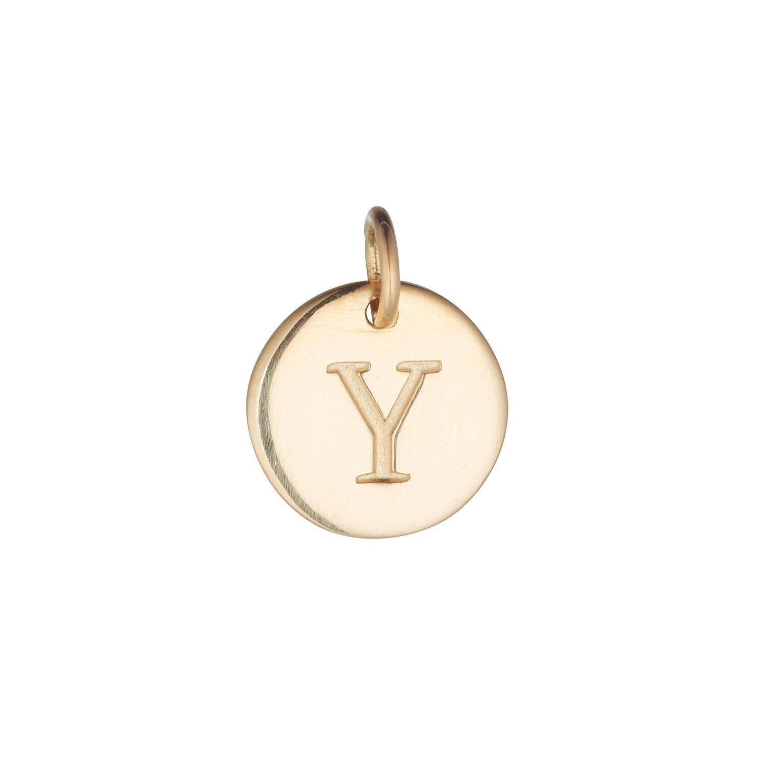 9kt Gold Initial Disc Pendant Necklace (A-Z)