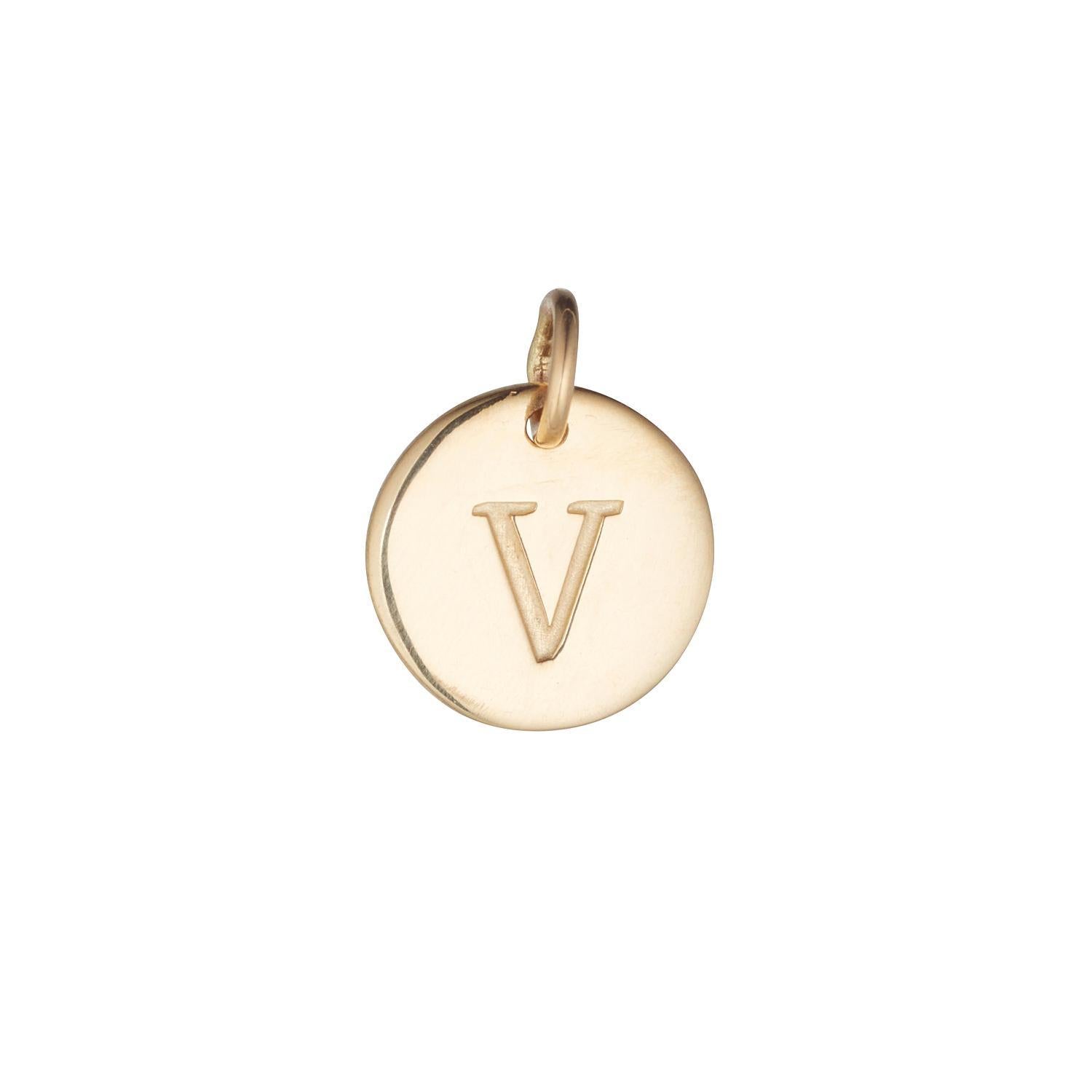 9kt Gold Initial Disc Pendant Necklace (A-Z)