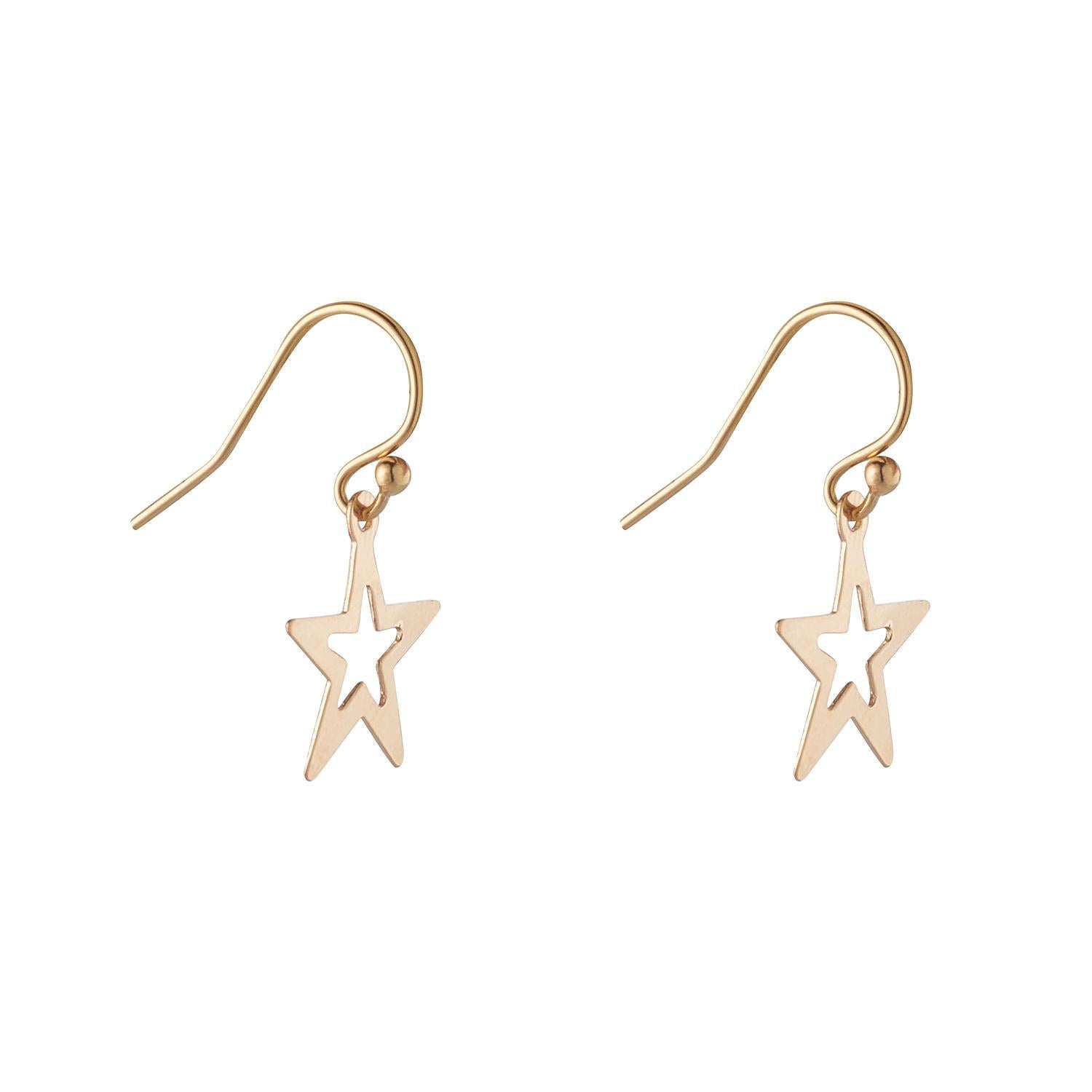 Gold Filled Cut out Star Charm Earrings