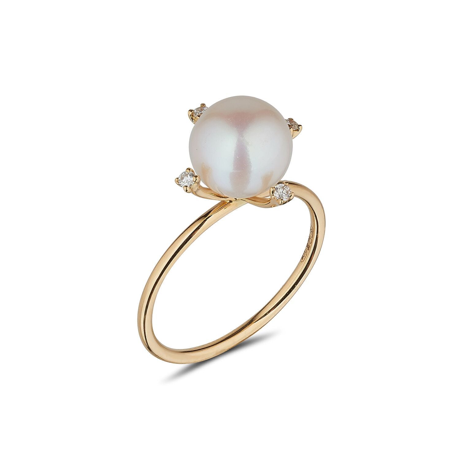 18kt Gold Pearl Diamond Ring - MoMuse Jewellery