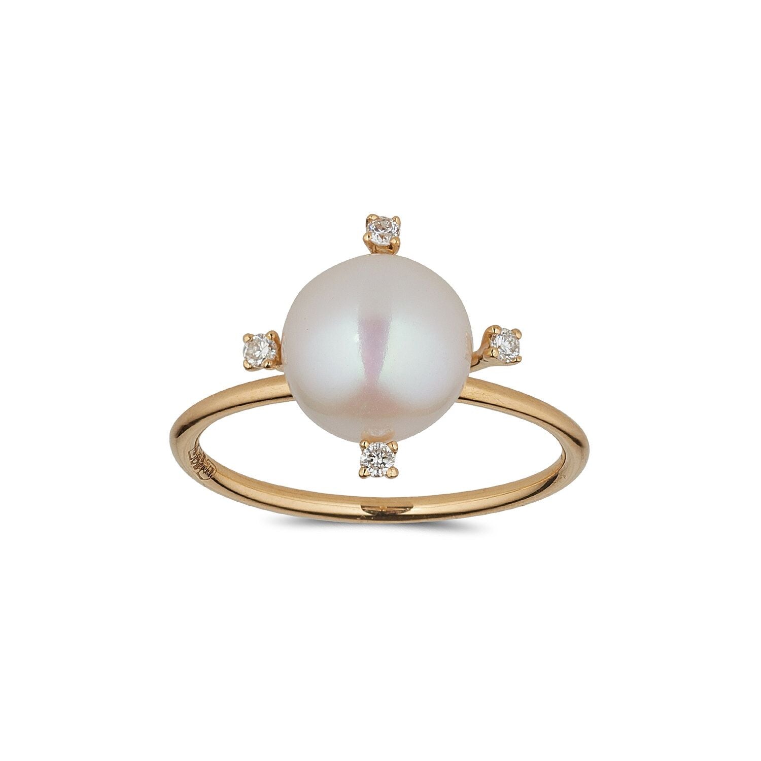 18kt Gold Pearl Diamond Ring - MoMuse Jewellery