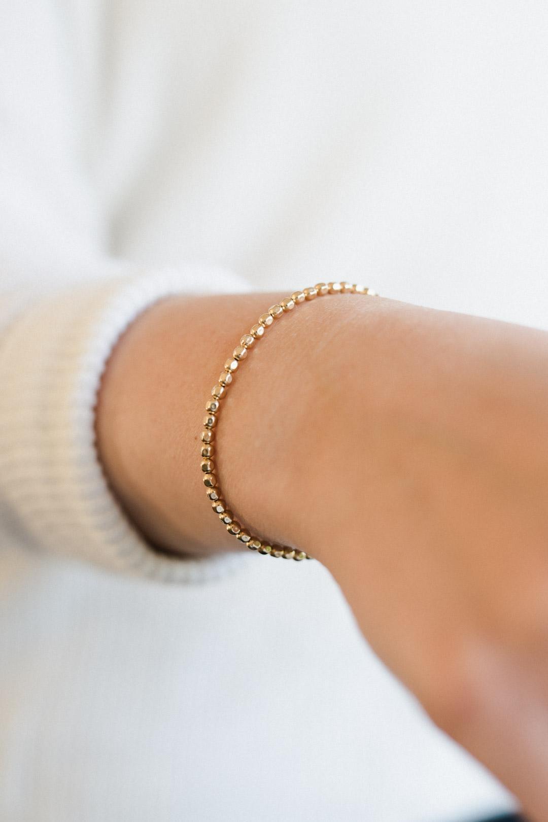 A gold filled square ball beaded bracelet 
