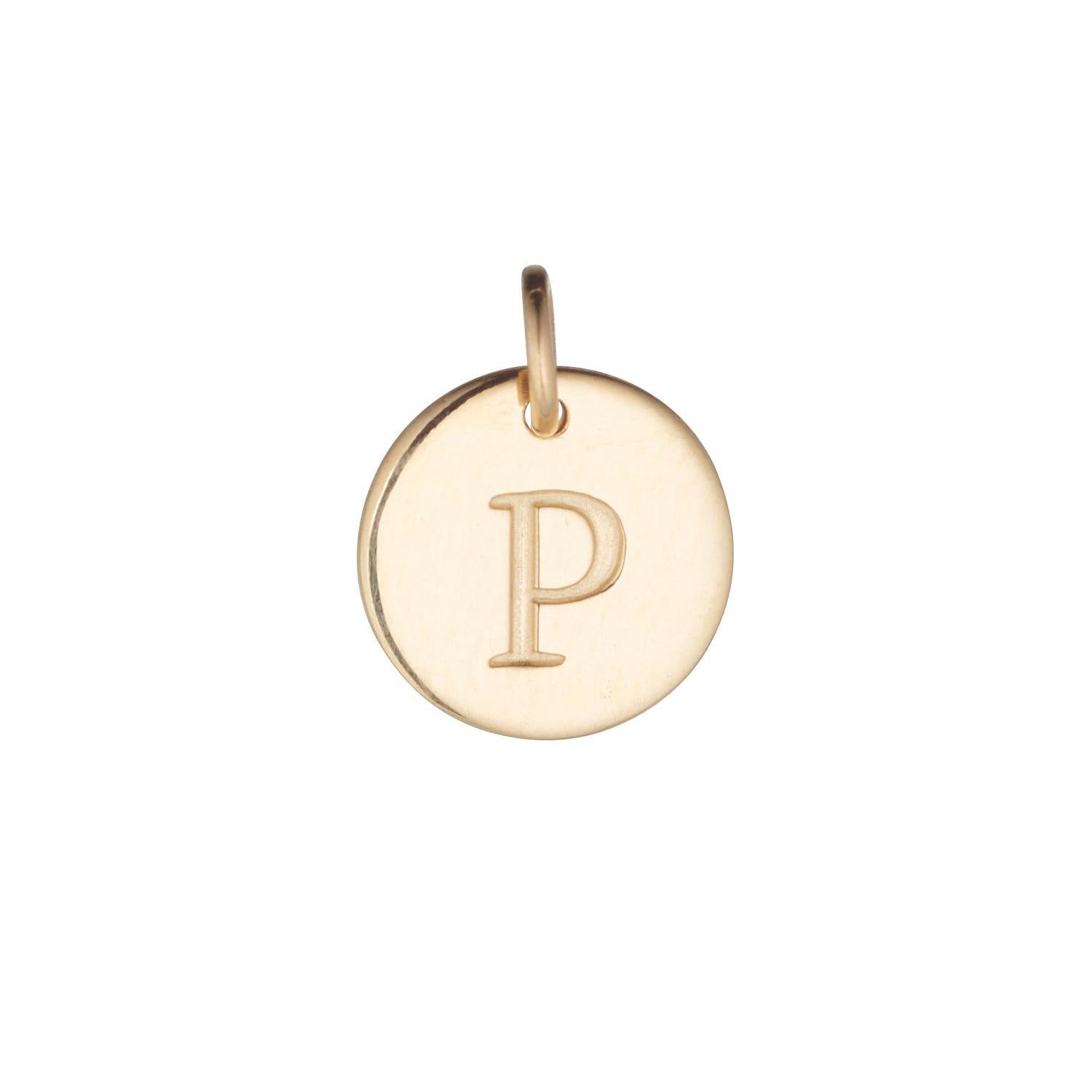 9kt Gold Initial Disc Pendant Necklace (A-Z)