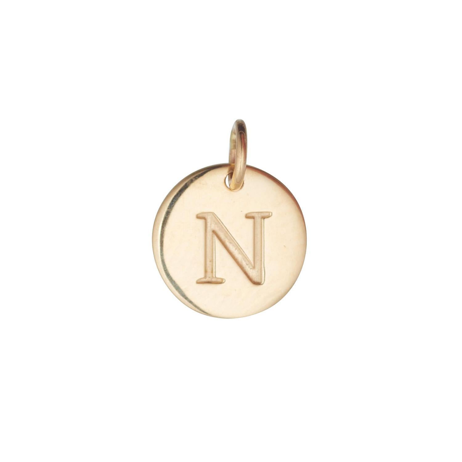 9kt Gold Initial Disc Pendant Necklace (A-Z)