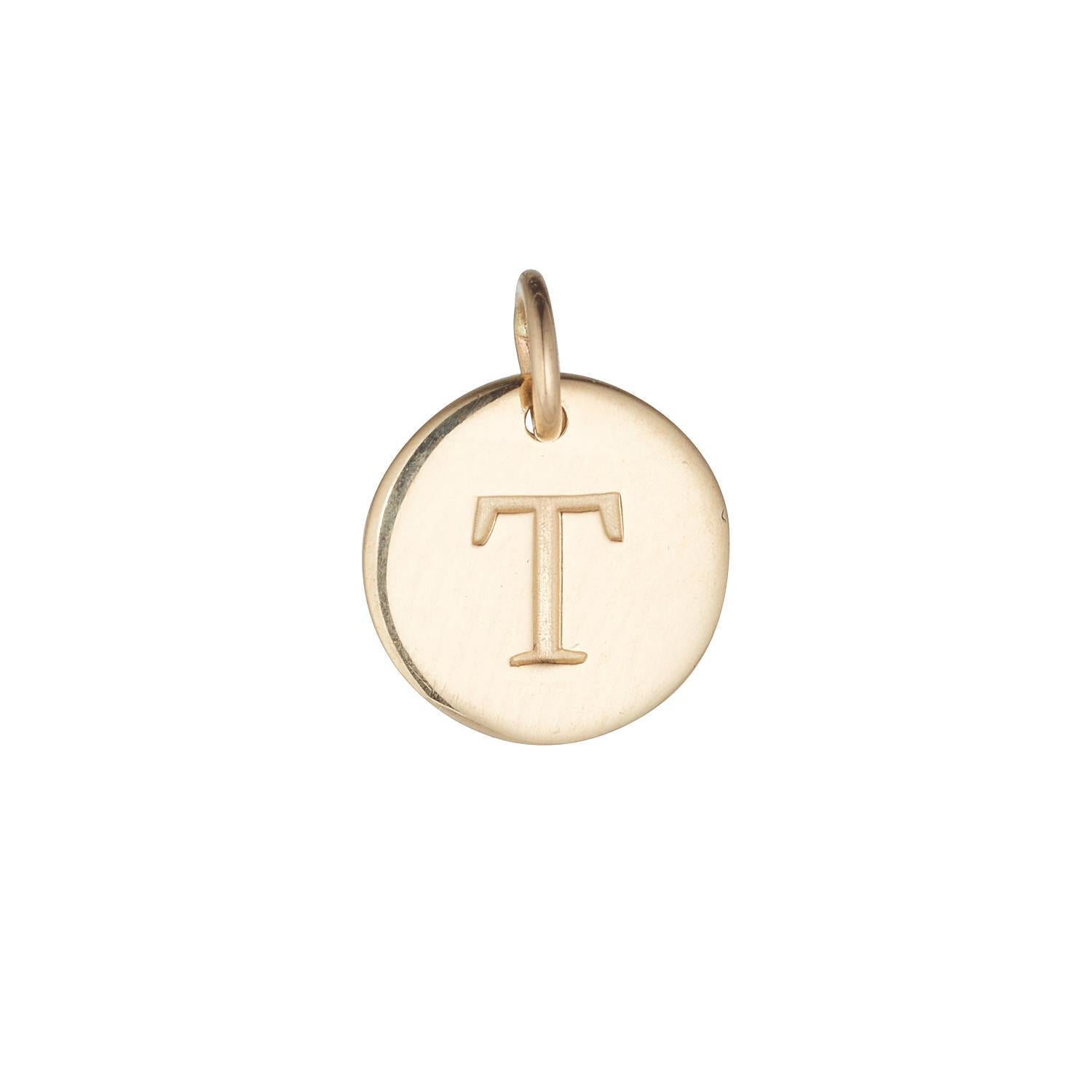 9kt Gold Initial Disc Pendant Necklace (A-Z)