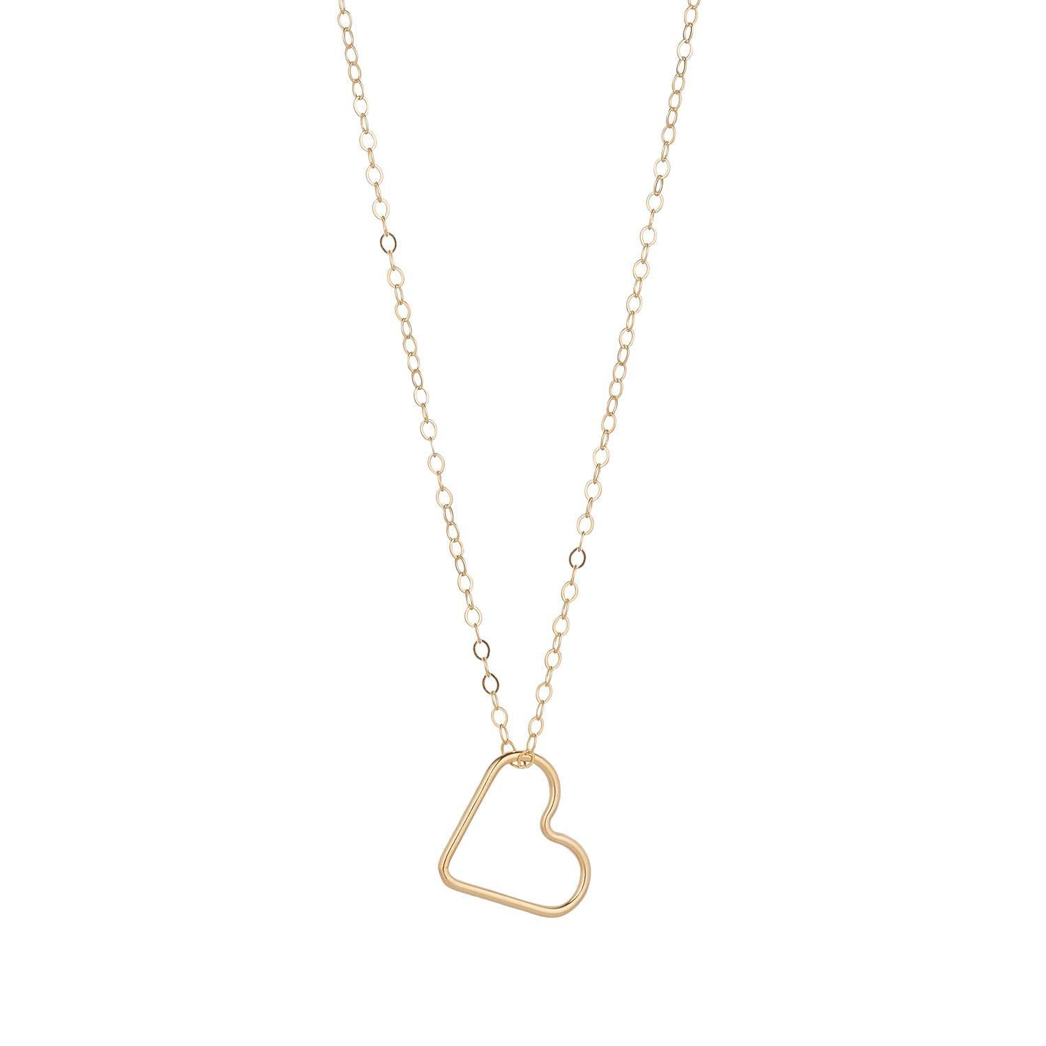 Gold Filled Heart Outline Pendant Necklace