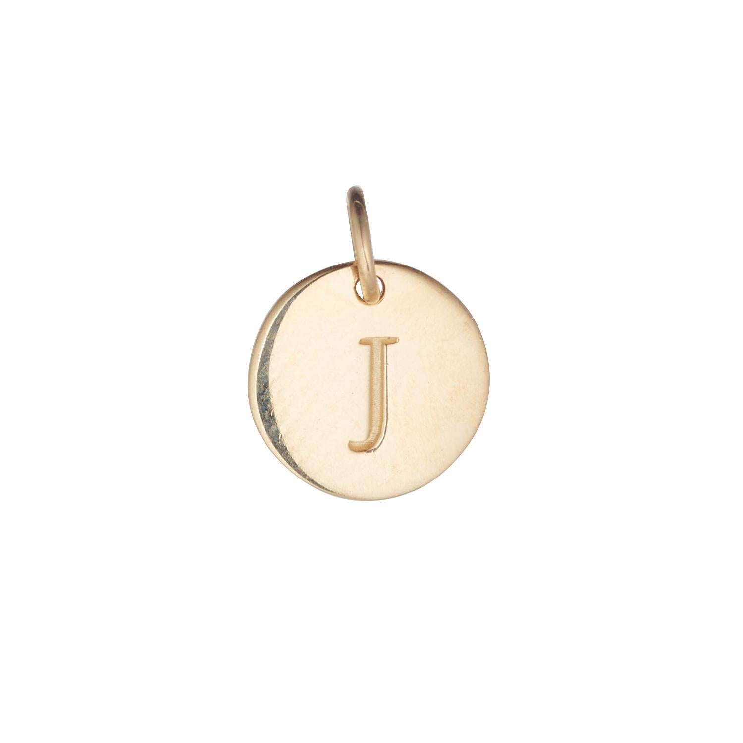 9kt Gold Initial Disc Pendant Necklace (A-Z)