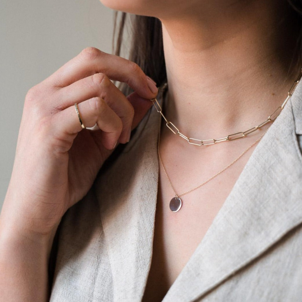 9kt Gold Disc Pendant Necklace