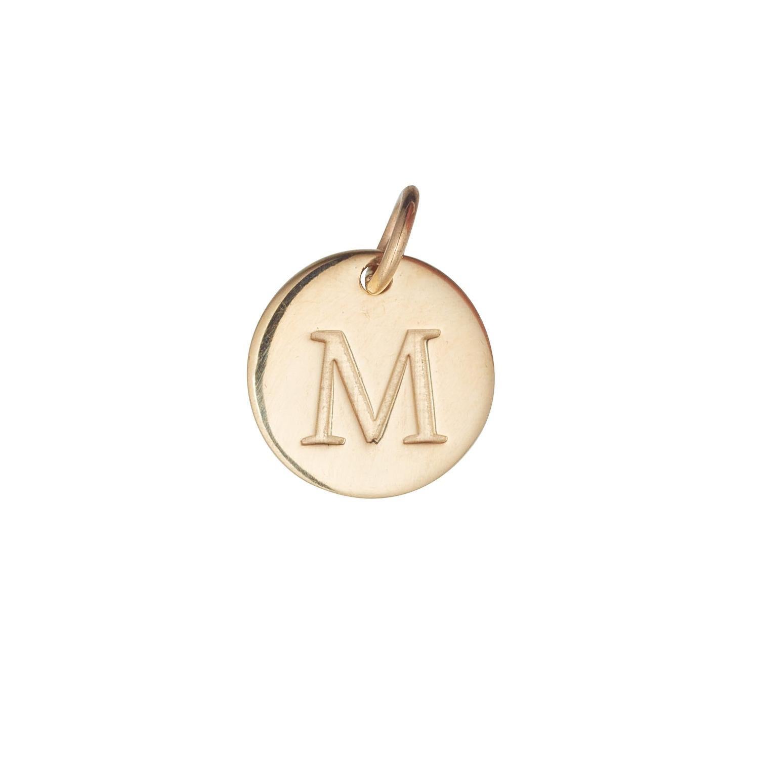 9kt Gold Initial Disc Pendant Necklace (A-Z)