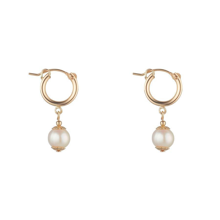Gold Filled Pearl Clip Hoop Earrings