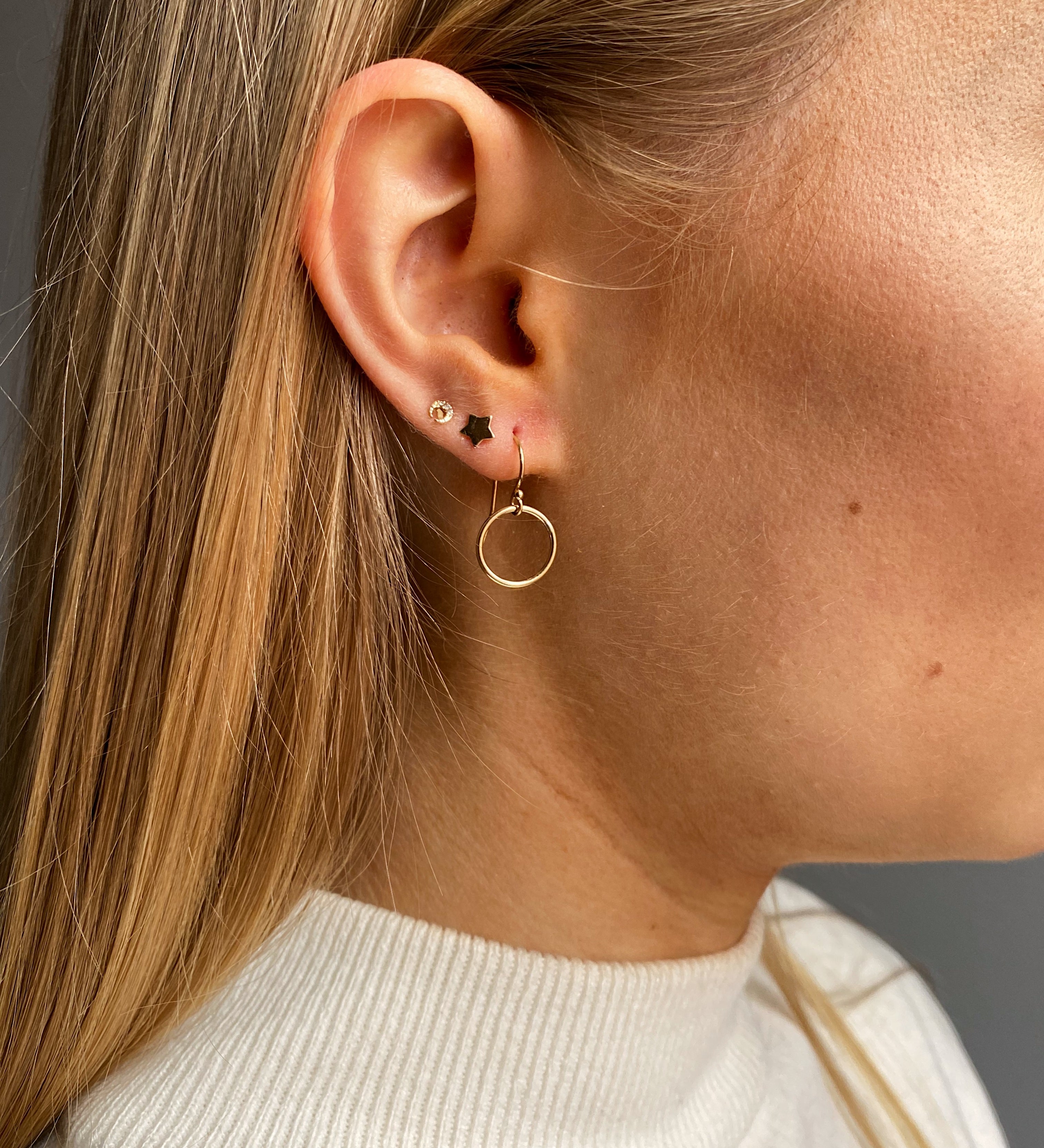 Gold Filled Small Circle Drop Earrings