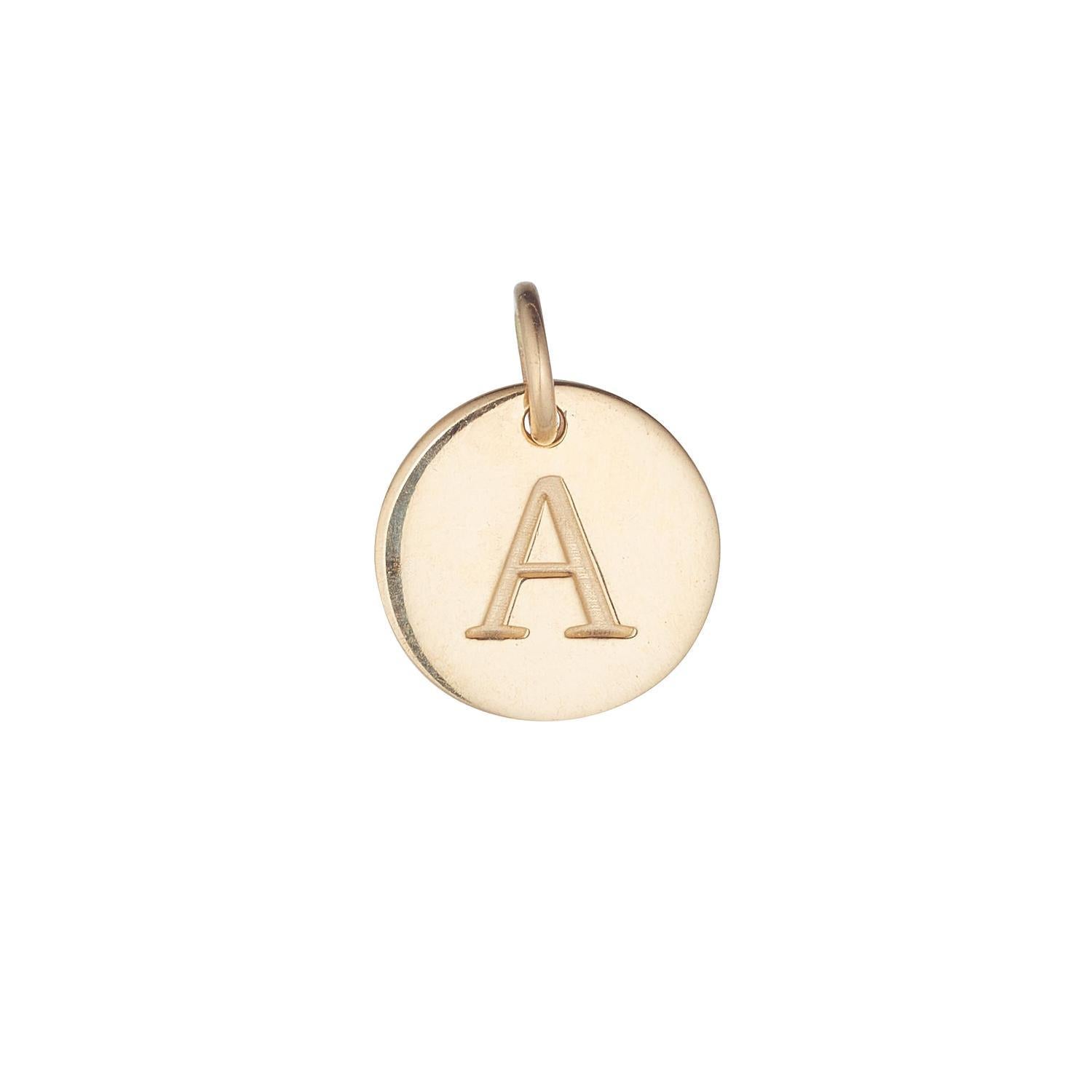 9kt Gold Initial Disc Pendant Necklace (A-Z)