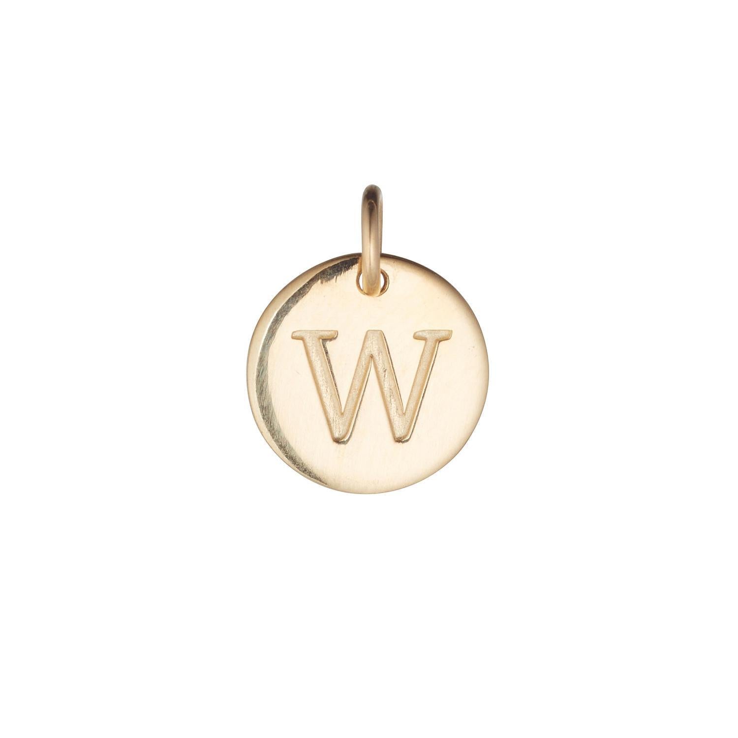 9kt Gold Initial Disc Pendant Necklace (A-Z)