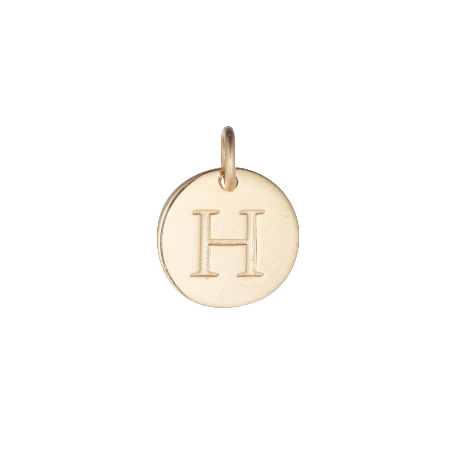 9kt Gold Initial Disc Pendant Necklace (A-Z)