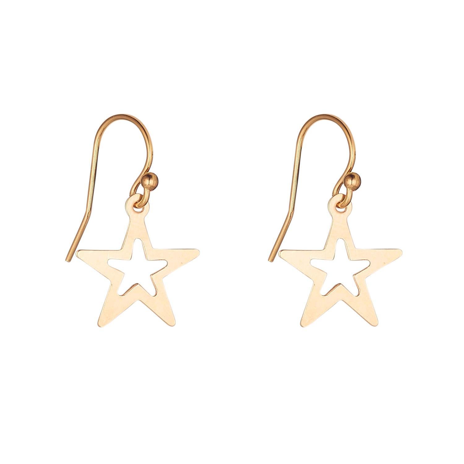 A pair of gold filled star charm drop earrings