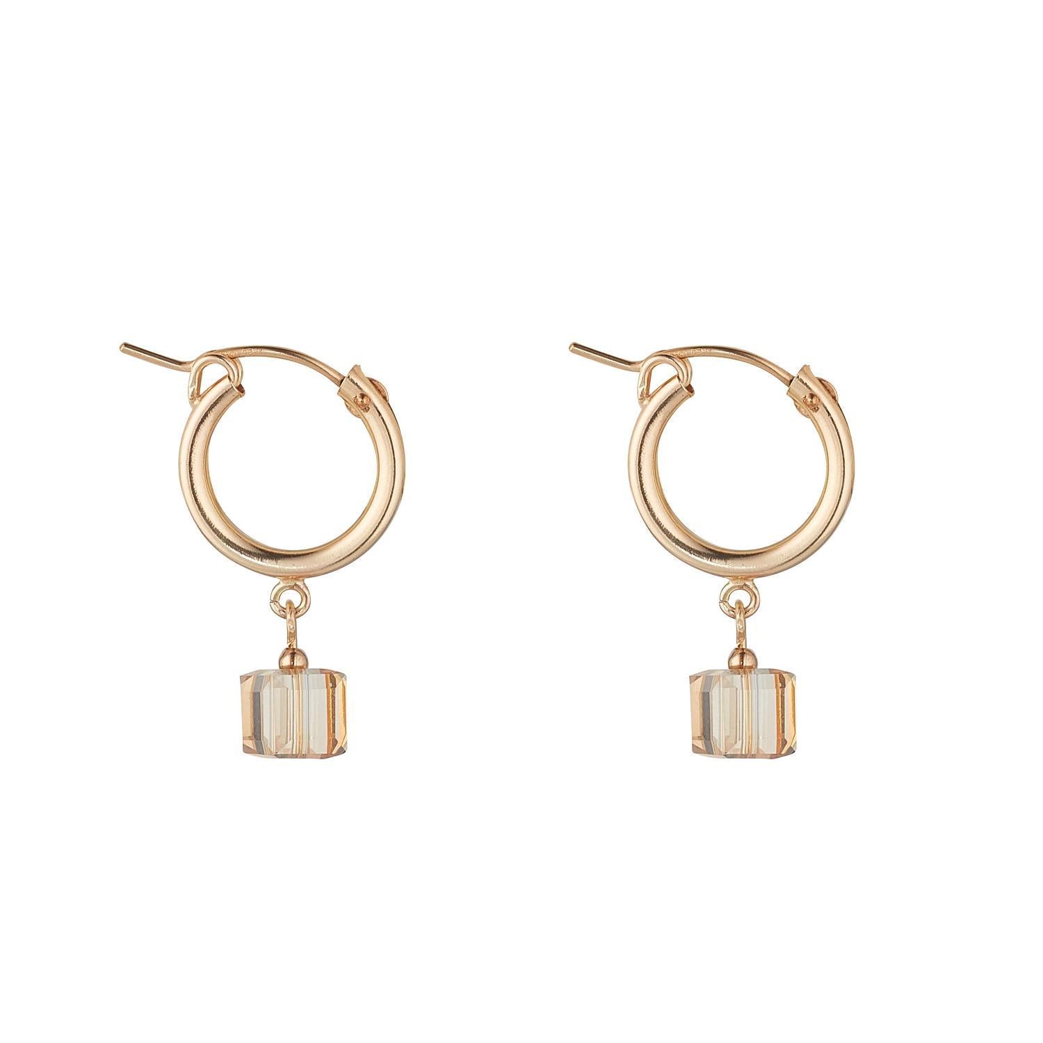 Gold Filled Crystal Clip Hoop Earrings