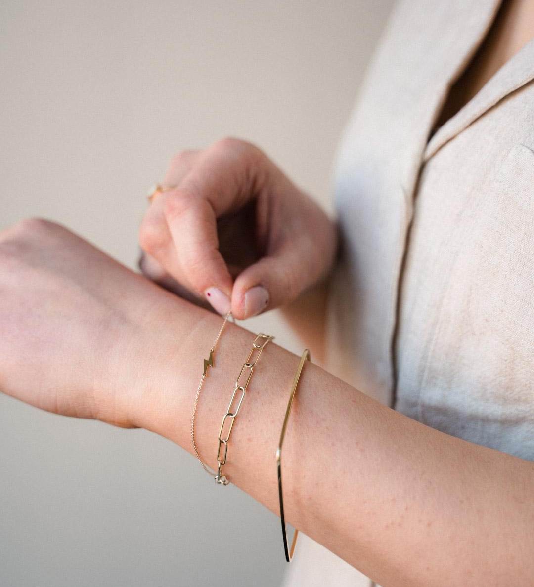 9kt Gold Lightning Bolt Chain Bracelet